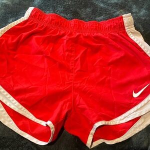 Nike Women's Red and White Athletic Shorts